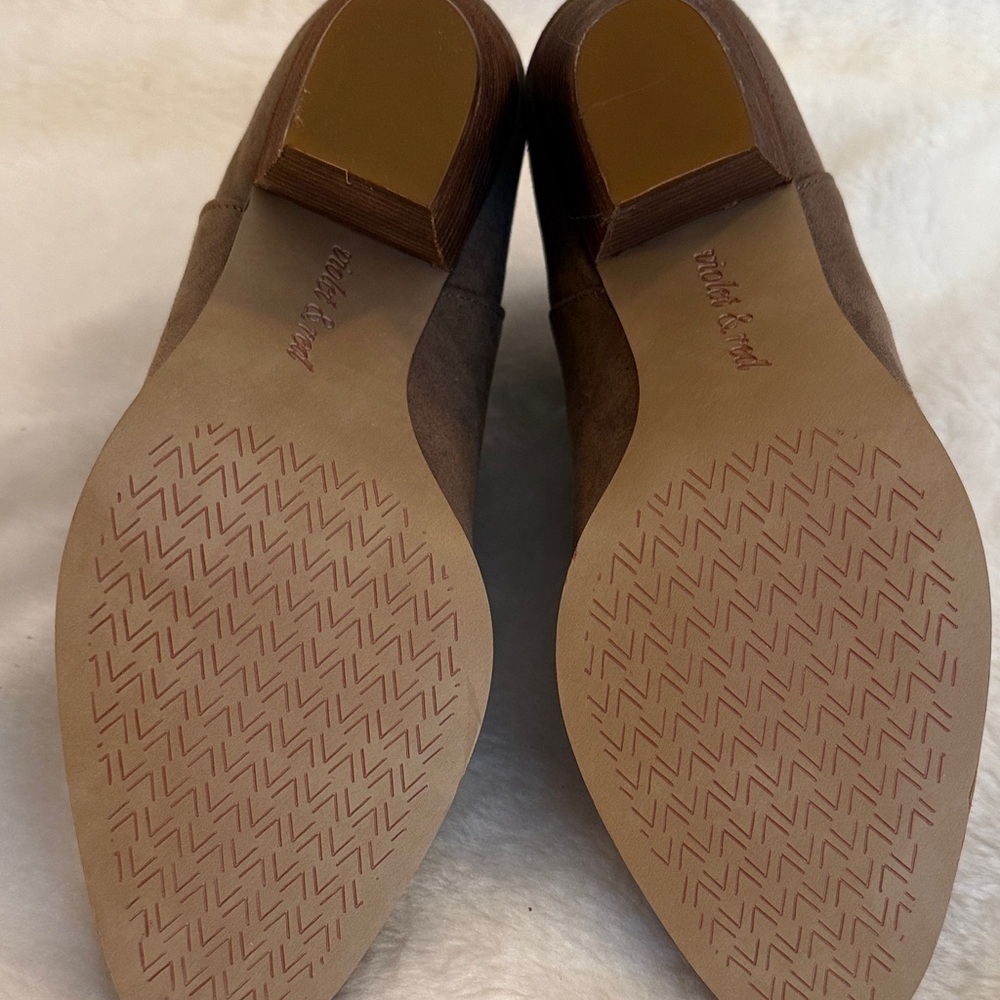 Violet & Red Jackson Lazer Cut Topline Booties In Taupe Faux Suede - Picture 11 of 16